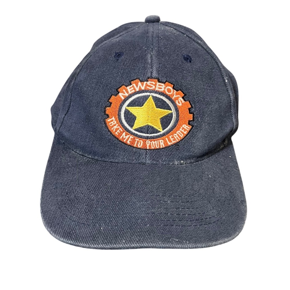 Vintage Newsboys Hat Mens OSFA Blue Take Me To Your Leader Christian Rock Band